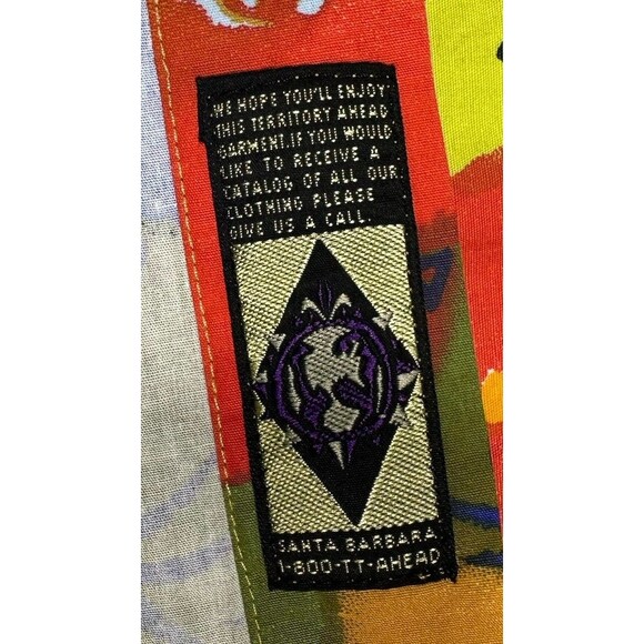 Vtg The Territory Ahead Shirt Mens 2XLT Multicolor Patchwork Fish Geometric Camp - Picture 5 of 8